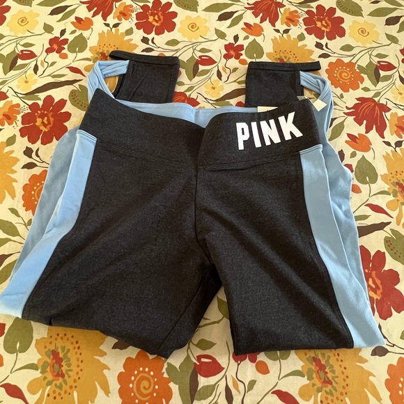 NWT PINK VS Ankle LEGGINGS  Medium‎ 24” L black blue white cotton blend - Picture 1 of 8